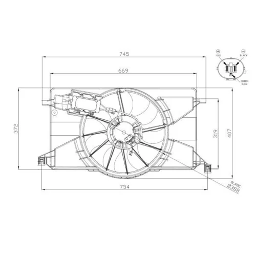 Ventilátor chladenia motora NRF 47959