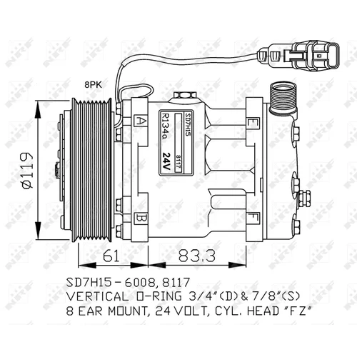 Kompresor klimatizácie NRF 32706G - obr. 1