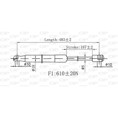 Pneumatická pružina, Batožinový/nákladný priestor OPEN PARTS GSR6551.00 - obr. 1