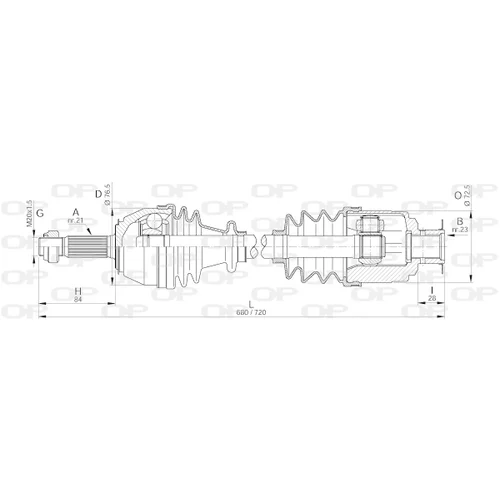 Hnací hriadeľ OPEN PARTS DRS6011.00