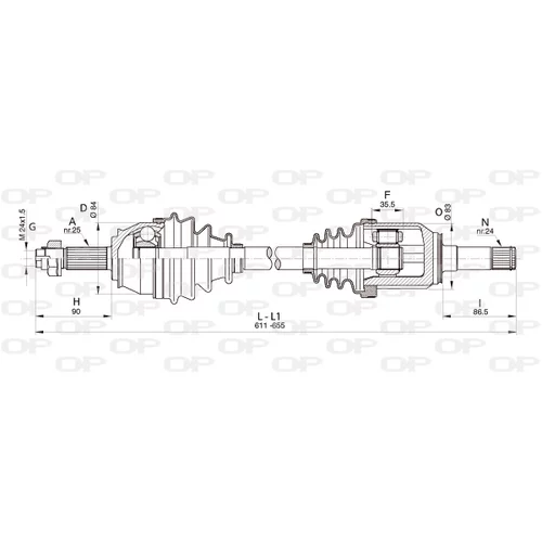 Hnací hriadeľ OPEN PARTS DRS6340.00