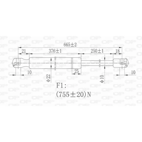 Pneumatická pružina, Batožinový/nákladný priestor OPEN PARTS GSR6163.00 - obr. 1