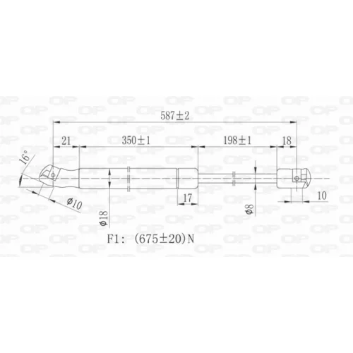 Pneumatická pružina, Batožinový/nákladný priestor OPEN PARTS GSR6197.00 - obr. 1