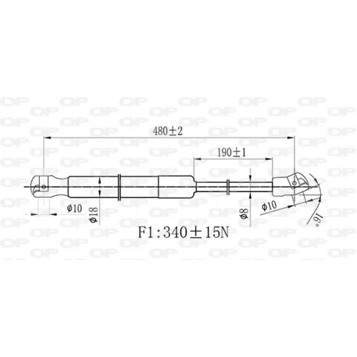 Pneumatická pružina, Batožinový/nákladný priestor OPEN PARTS GSR6433.00 - obr. 1