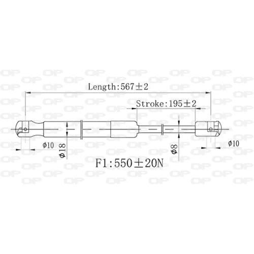 Pneumatická pružina, Batožinový/nákladný priestor OPEN PARTS GSR6555.00 - obr. 1