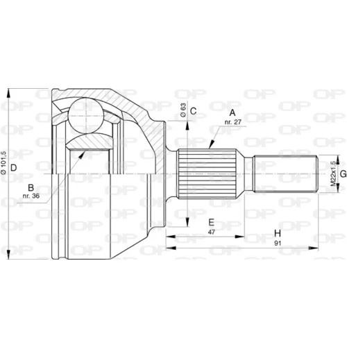 Sada kĺbov hnacieho hriadeľa OPEN PARTS CVJ5756.10