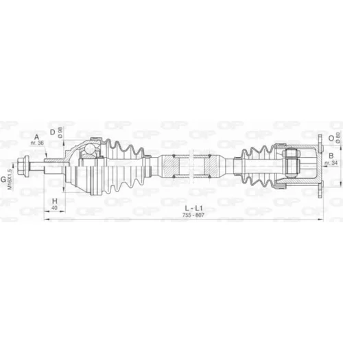 Hnací hriadeľ OPEN PARTS DRS6414.00