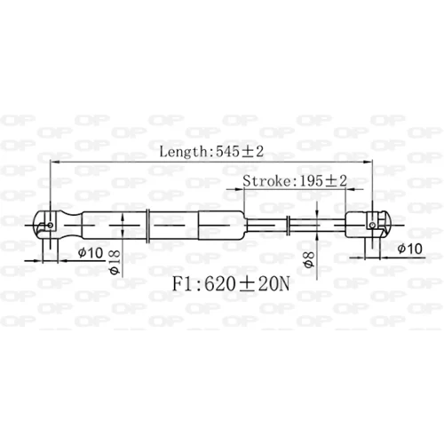 Pneumatická pružina, Batožinový/nákladný priestor OPEN PARTS GSR6538.00 - obr. 1