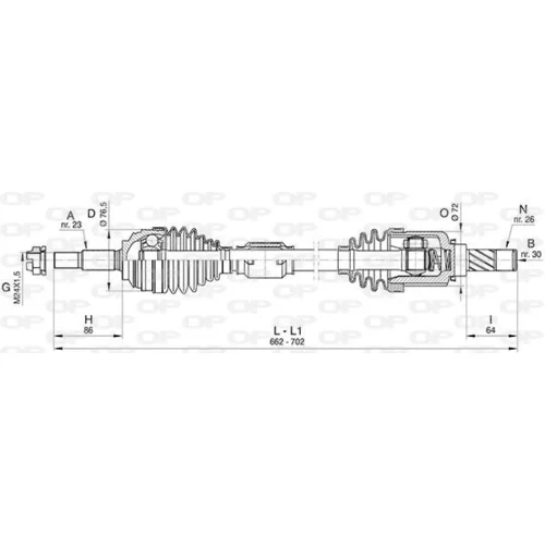 Hnací hriadeľ OPEN PARTS DRS6472.00