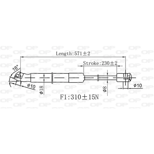 Pneumatická pružina, Batožinový/nákladný priestor OPEN PARTS GSR6541.00 - obr. 1