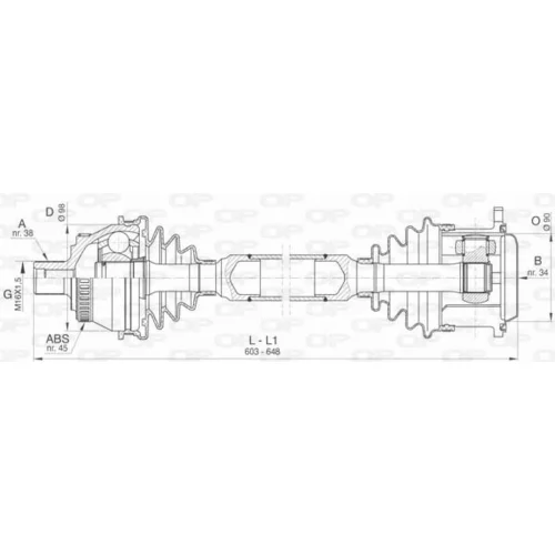 Hnací hriadeľ OPEN PARTS DRS6404.00