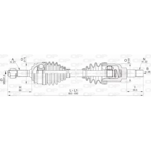 Hnací hriadeľ DRS6462.00 (OPEN PARTS)