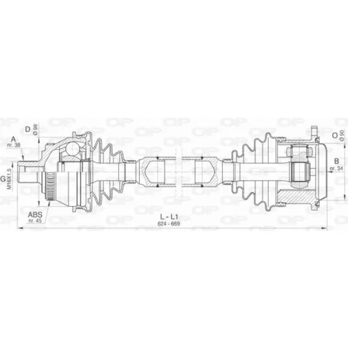 Hnací hriadeľ OPEN PARTS DRS6405.00