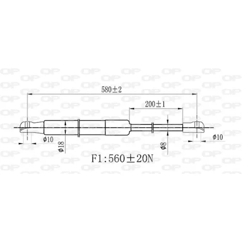 Pneumatická pružina, Batožinový/nákladný priestor OPEN PARTS GSR6445.00 - obr. 1