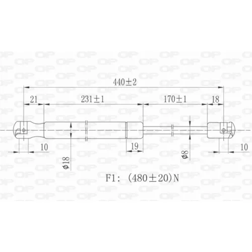 Pneumatická pružina, Batožinový/nákladný priestor OPEN PARTS GSR6404.00 - obr. 1