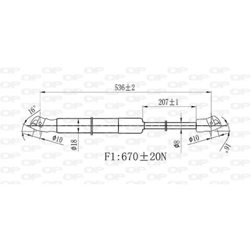 Pneumatická pružina, Batožinový/nákladný priestor OPEN PARTS GSR6515.00 - obr. 1