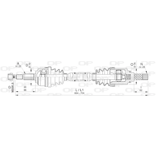 Hnací hriadeľ OPEN PARTS DRS6400.00