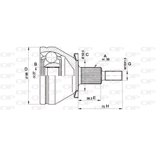 Sada kĺbov hnacieho hriadeľa OPEN PARTS CVJ5435.10