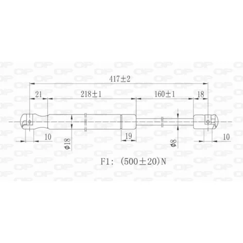 Pneumatická pružina, Batožinový/nákladný priestor OPEN PARTS GSR6161.00 - obr. 1