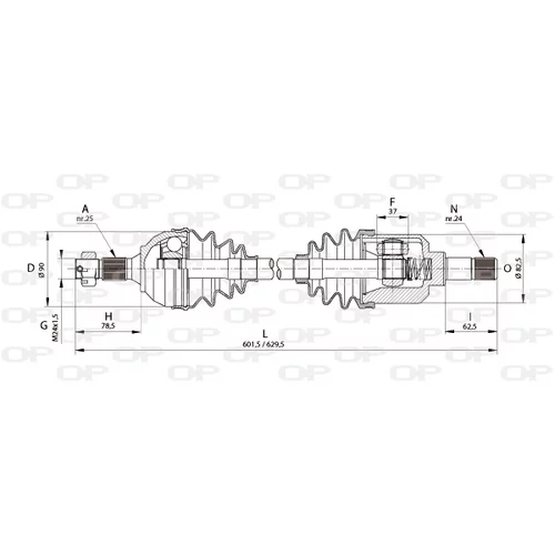 Hnací hriadeľ OPEN PARTS DRS6165.00