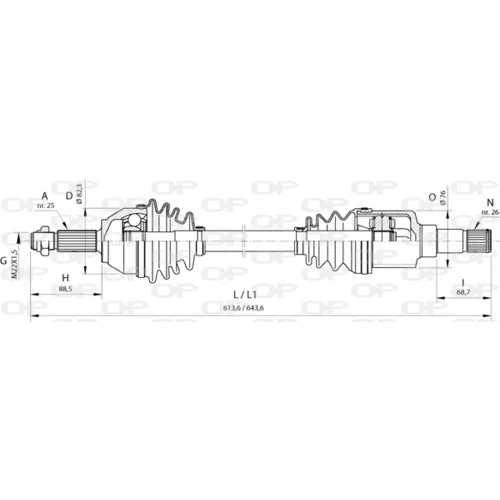 Hnací hriadeľ OPEN PARTS DRS6374.00