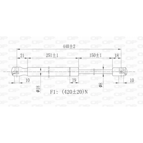 Pneumatická pružina, Batožinový/nákladný priestor OPEN PARTS GSR6131.00 - obr. 1