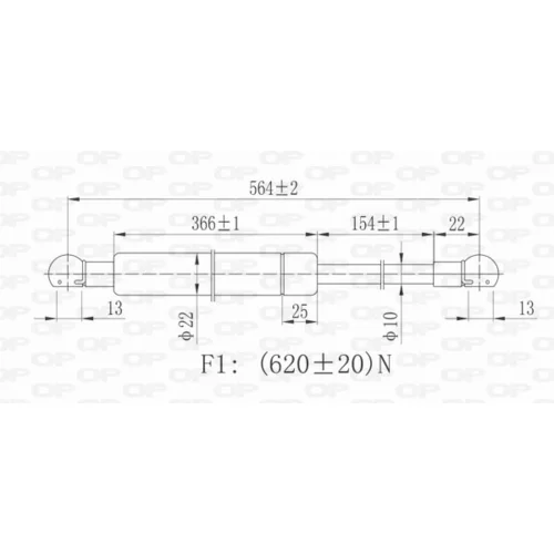 Pneumatická pružina, Batožinový/nákladný priestor OPEN PARTS GSR6203.00 - obr. 1