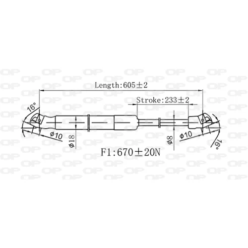 Pneumatická pružina, Batožinový/nákladný priestor OPEN PARTS GSR6549.00 - obr. 1