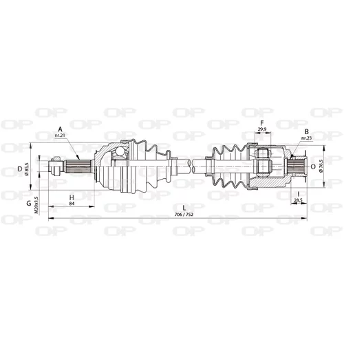 Hnací hriadeľ OPEN PARTS DRS6136.00