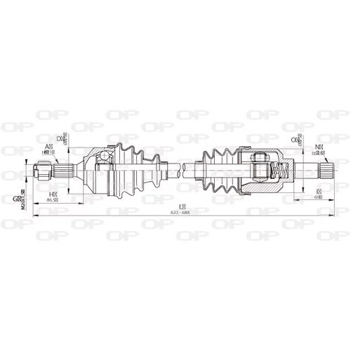 Hnací hriadeľ OPEN PARTS DRS6336.00