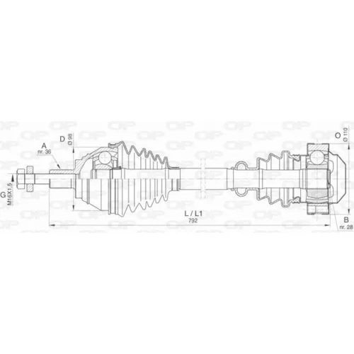 Hnací hriadeľ OPEN PARTS DRS6407.00