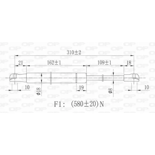 Pneumatická pružina, Batožinový/nákladný priestor OPEN PARTS GSR6188.00 - obr. 1