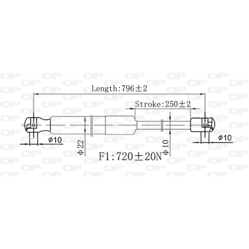 Pneumatická pružina, Batožinový/nákladný priestor OPEN PARTS GSR6577.00 - obr. 1