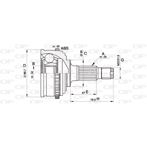 Sada kĺbov hnacieho hriadeľa OPEN PARTS CVJ5050.10