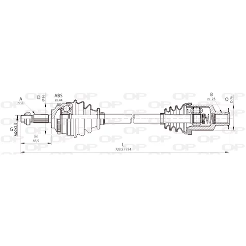 Hnací hriadeľ OPEN PARTS DRS6364.00