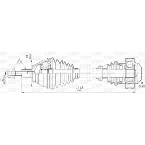 Hnací hriadeľ OPEN PARTS DRS6408.00