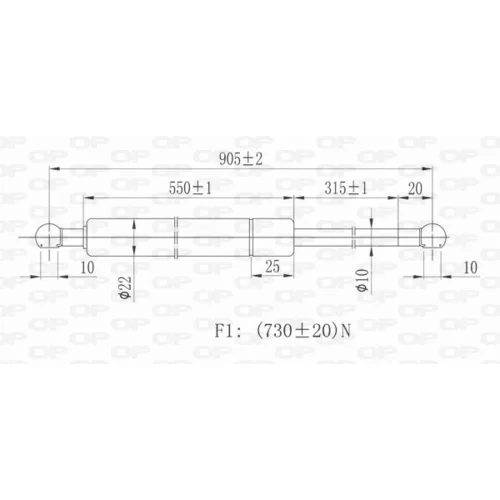 Pneumatická pružina, Batožinový/nákladný priestor OPEN PARTS GSR6239.00 - obr. 1