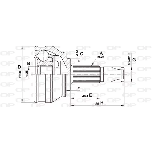 Sada kĺbov hnacieho hriadeľa OPEN PARTS CVJ5252.10