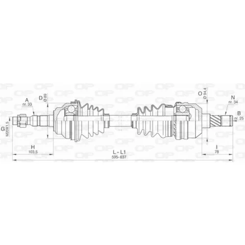 Hnací hriadeľ OPEN PARTS DRS6446.00