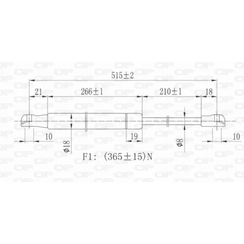 Pneumatická pružina, Batožinový/nákladný priestor OPEN PARTS GSR6130.00 - obr. 1