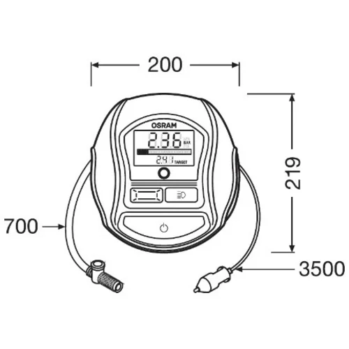 Kompresor s manometrom OSRAM OTI1000 - obr. 2