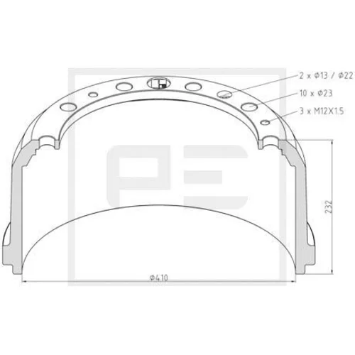 Brzdový bubon PE Automotive 036.414-00A