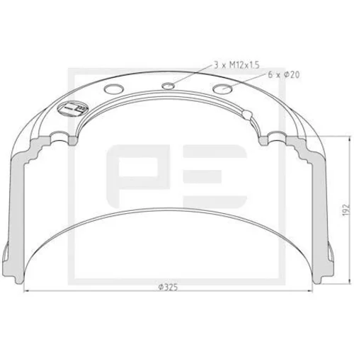 Brzdový bubon PE Automotive 036.416-00A