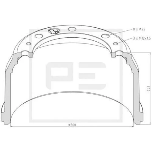 Brzdový bubon PE Automotive 036.418-00A