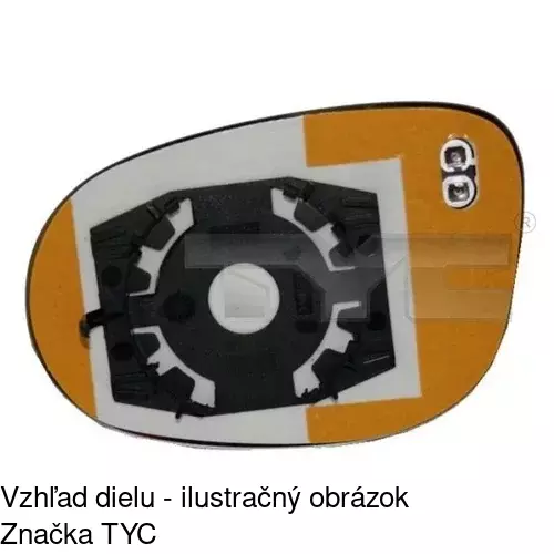 Sklo vonkajšieho zrkadla s držiakom 3233555E /POLCAR/ - obr. 1