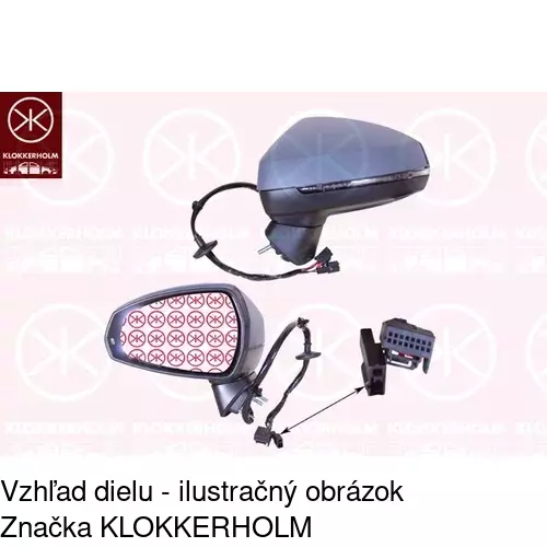 Sklo vonkajšieho zrkadla s držiakom 13C1555M /POLCAR/ - obr. 1