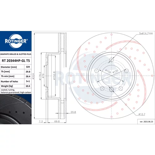 Brzdový kotúč ROTINGER RT 20344HP-GL T5