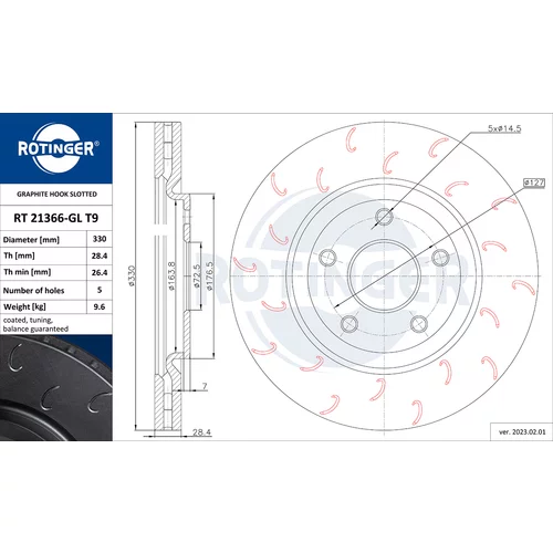 Brzdový kotúč ROTINGER RT 21366-GL T9