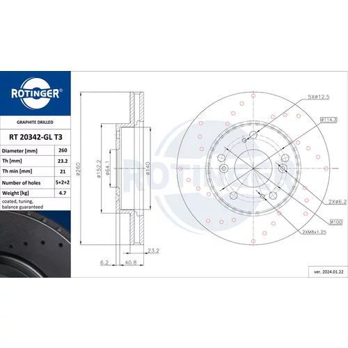 Brzdový kotúč ROTINGER RT 20342-GL T3