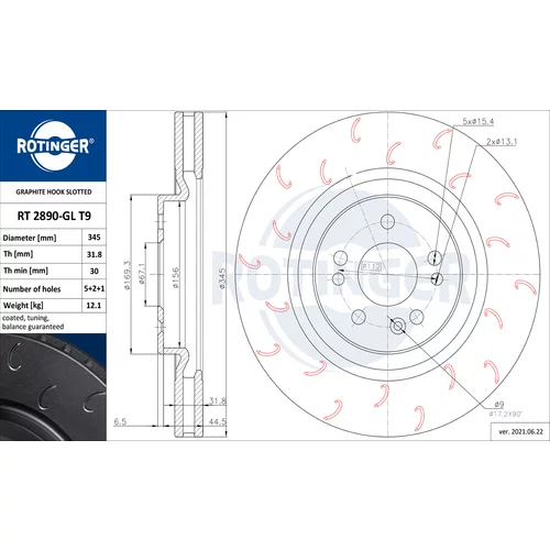 Brzdový kotúč ROTINGER RT 2890-GL T9